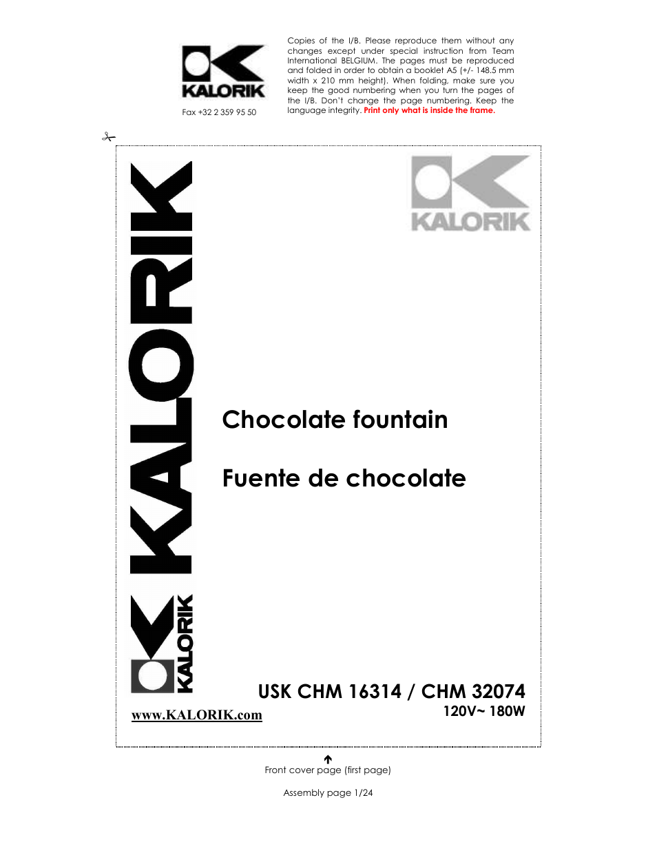 Kalorik CHM 32074 User Manual | 24 pages
