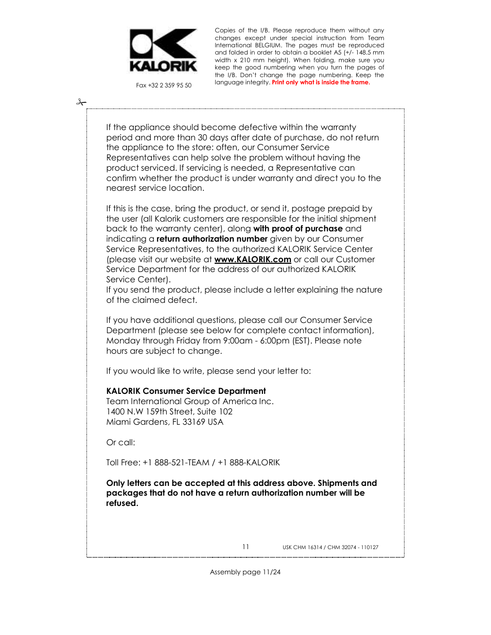 Kalorik CHM 32074 User Manual | Page 11 / 24