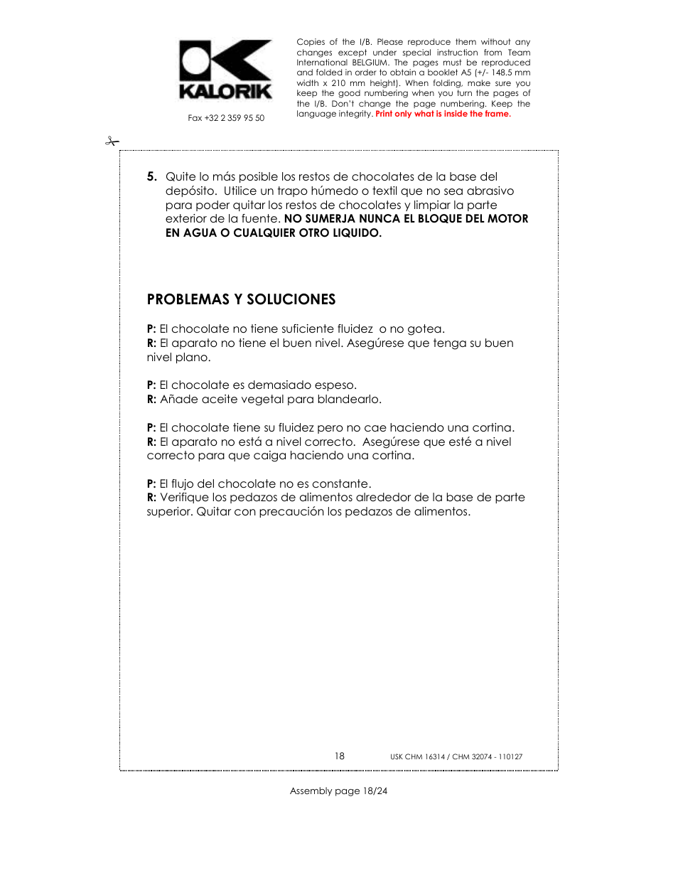 Problemas y soluciones | Kalorik CHM 32074 User Manual | Page 18 / 24
