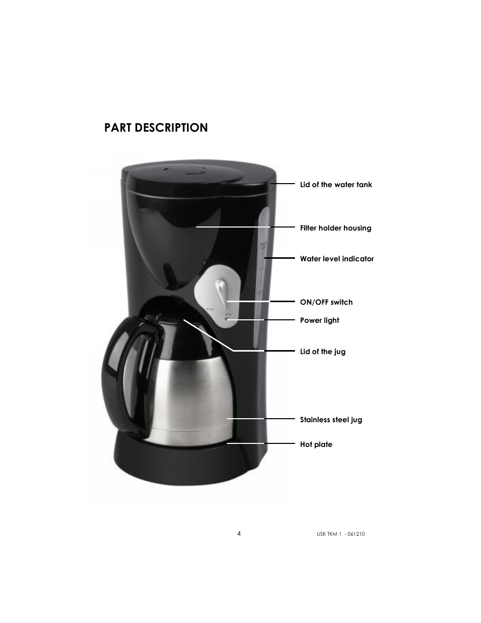 Part description | Kalorik USK TKM 1 User Manual | Page 4 / 24