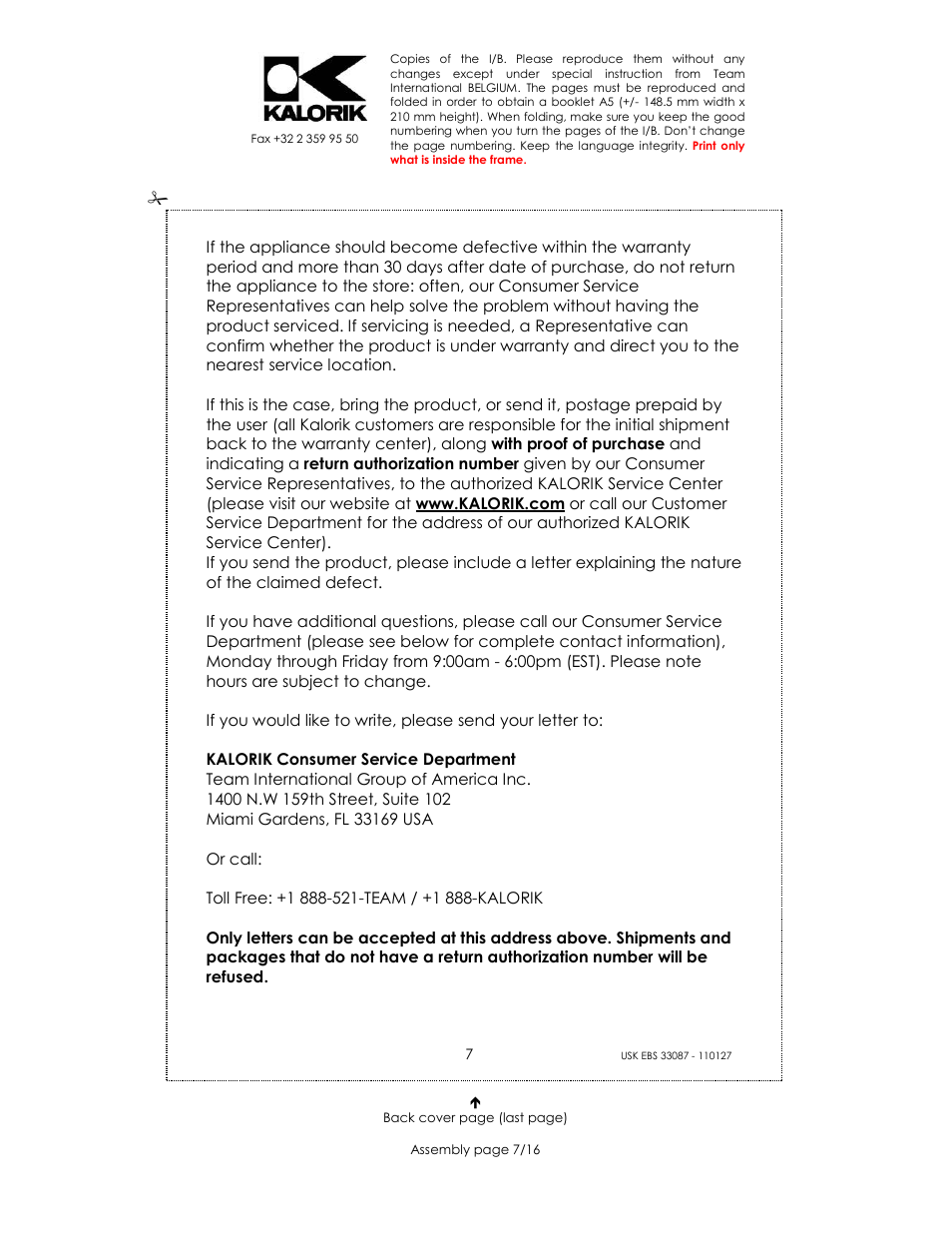 Kalorik USK EBS 33087 User Manual | Page 7 / 16