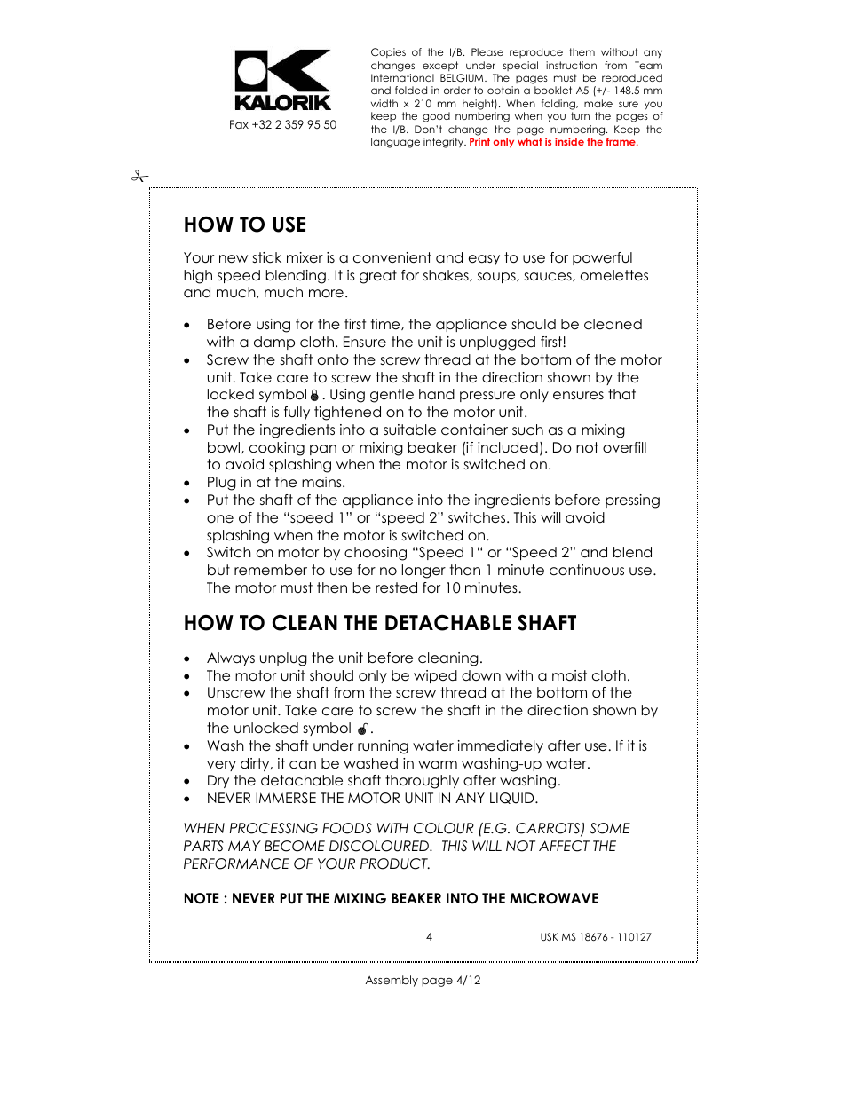 How to use, How to clean the detachable shaft | Kalorik USK MS 18676 User Manual | Page 4 / 12