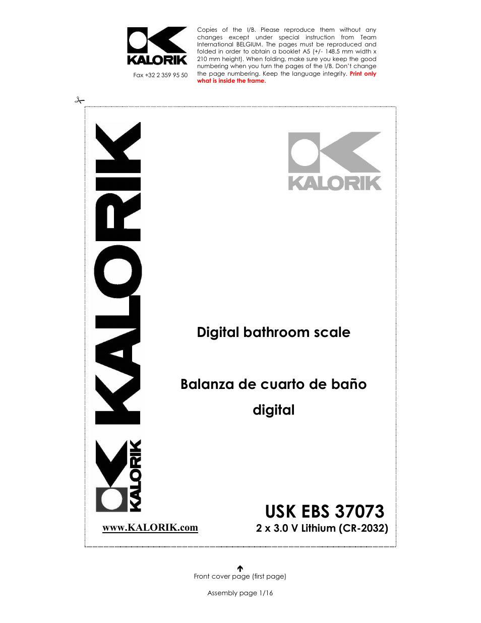 Kalorik USK EBS 37073 User Manual | 16 pages