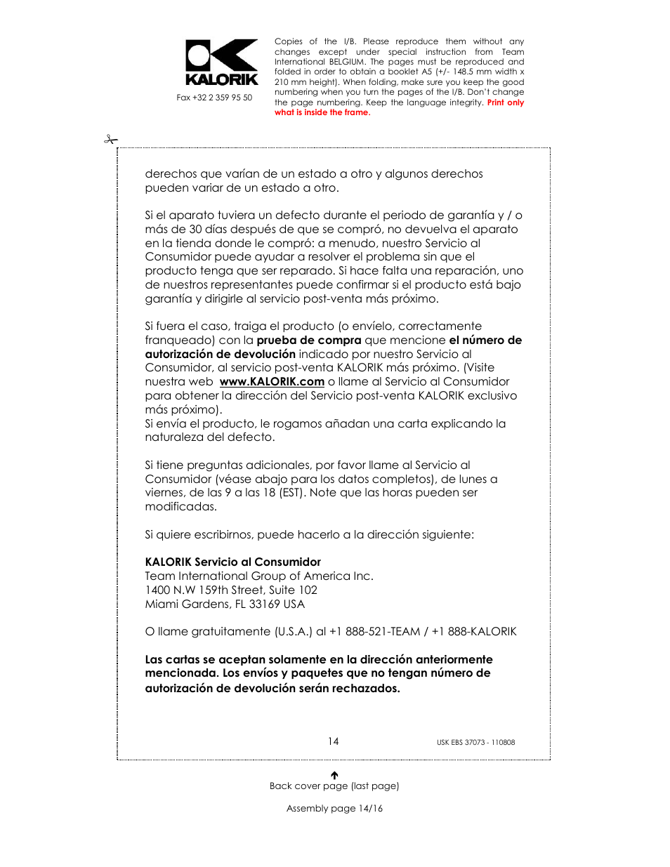 Kalorik USK EBS 37073 User Manual | Page 14 / 16