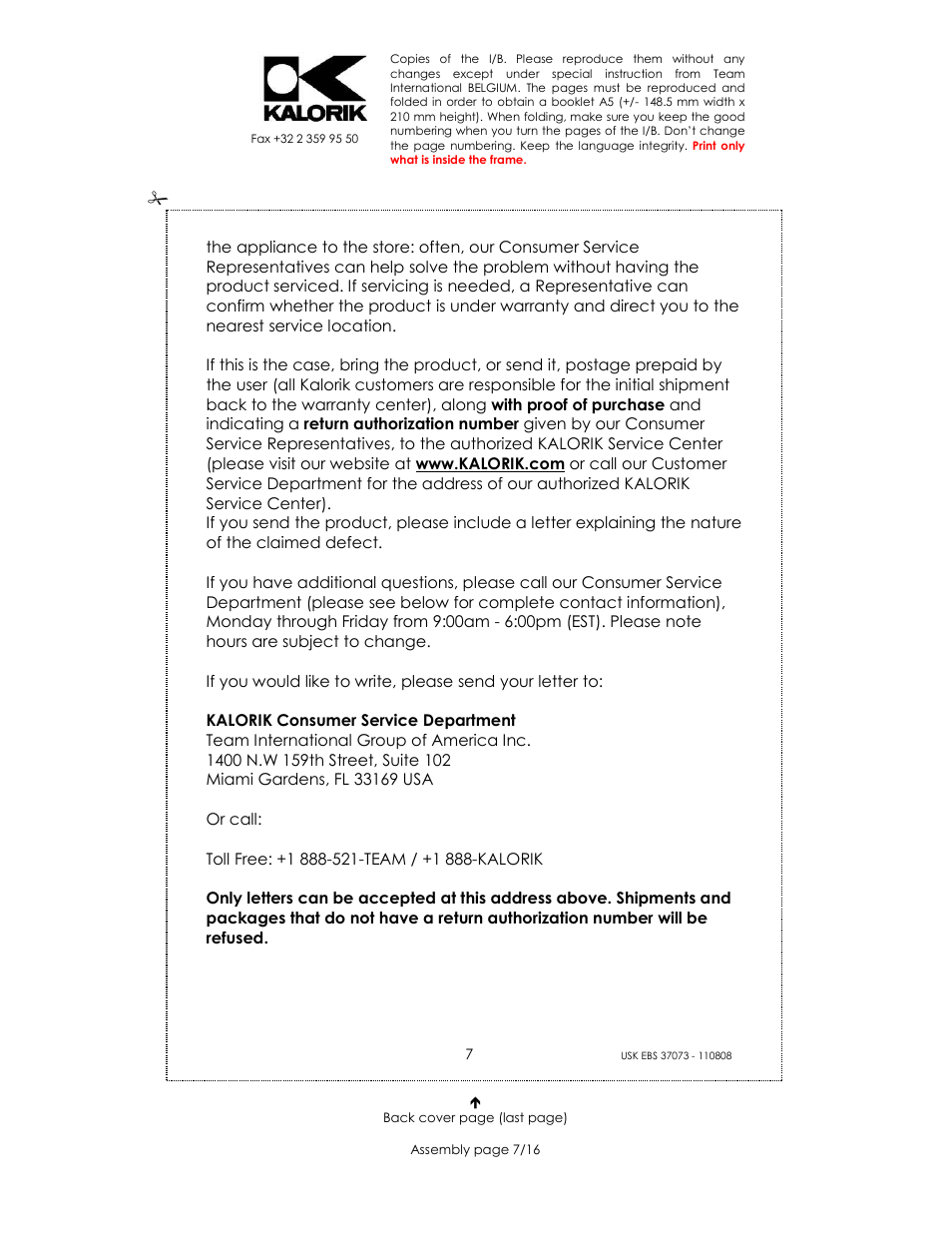 Kalorik USK EBS 37073 User Manual | Page 7 / 16