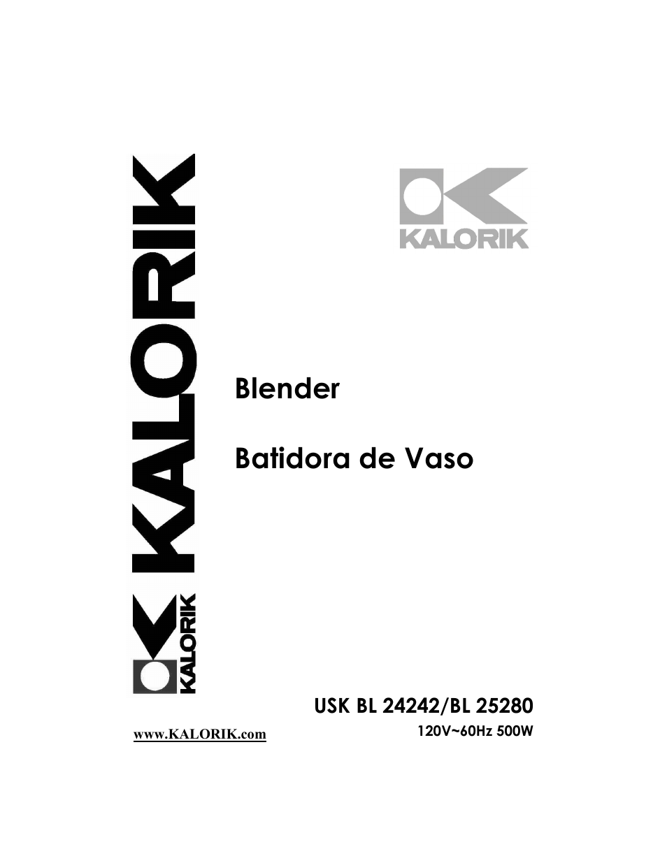 Kalorik BATIDORA DE VASO BL 25280 User Manual | 20 pages