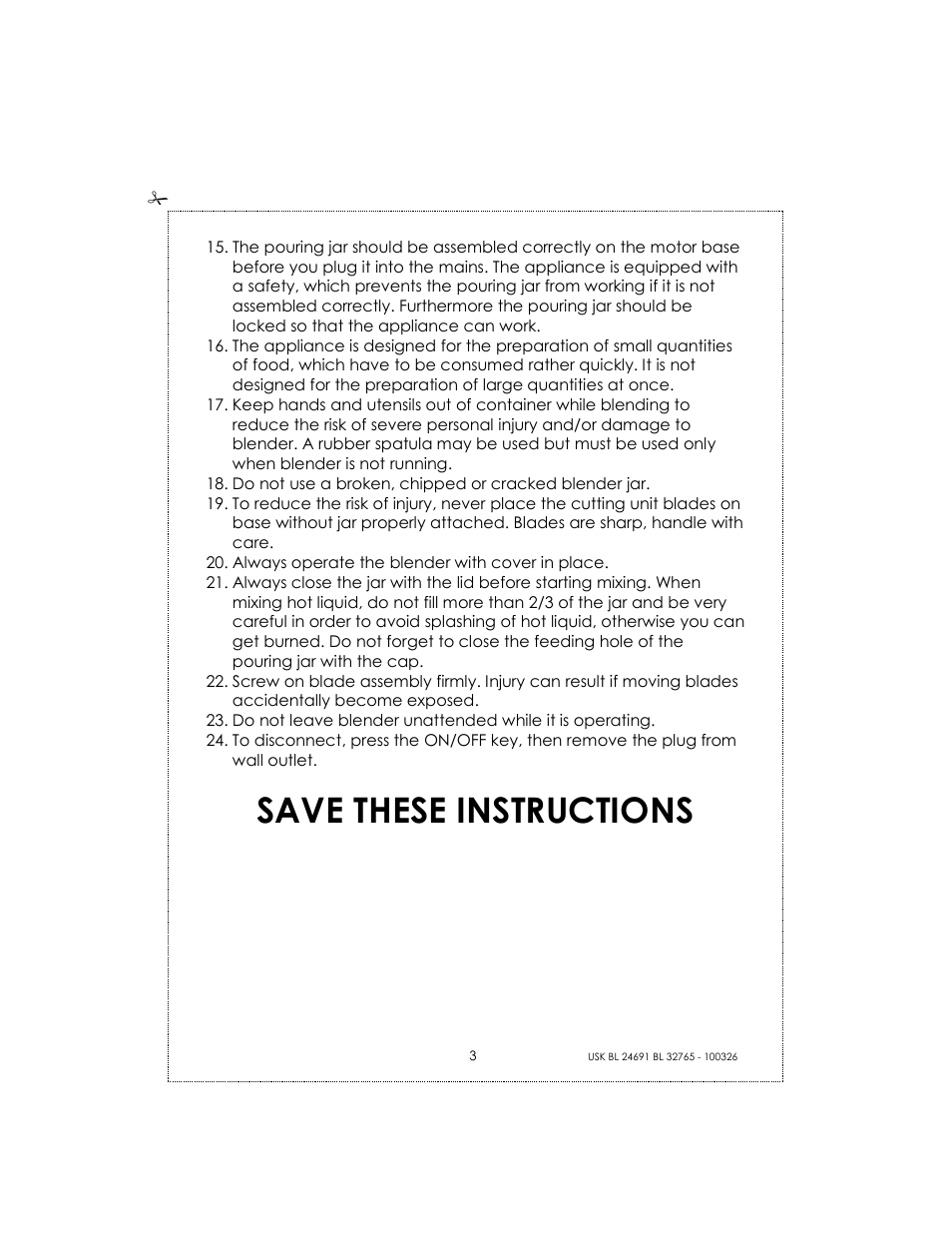 Save these instructions | Kalorik USK BL 24691 User Manual | Page 3 / 24