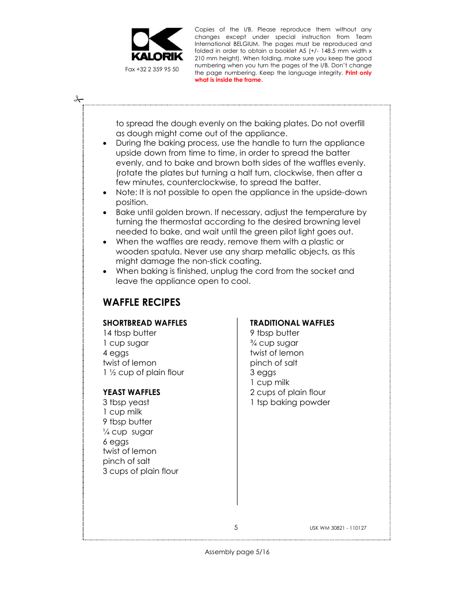 Waffle recipes | Kalorik USK WM 30821 User Manual | Page 5 / 16