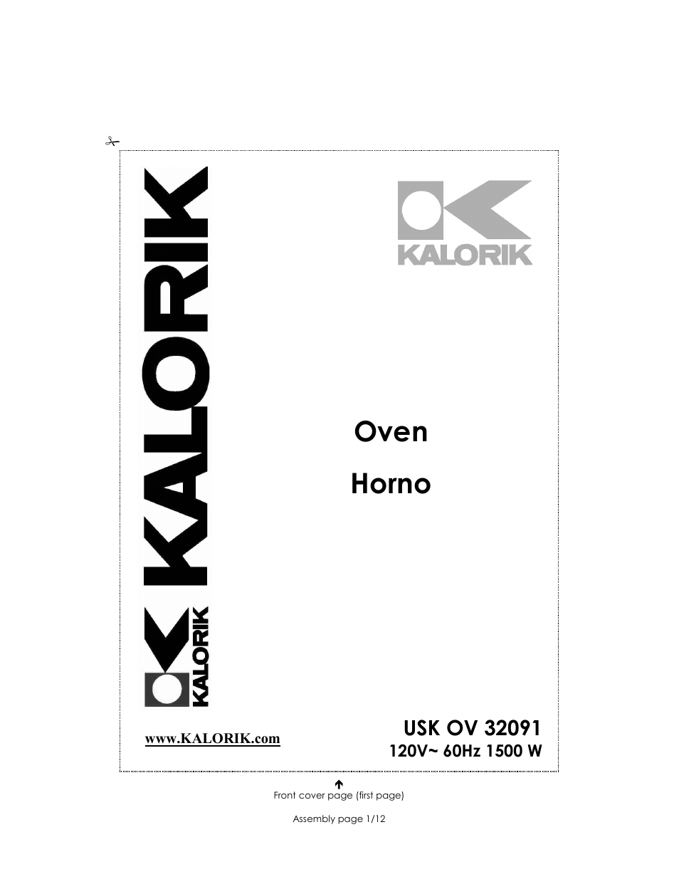 Kalorik USK OV 32091 User Manual | 12 pages