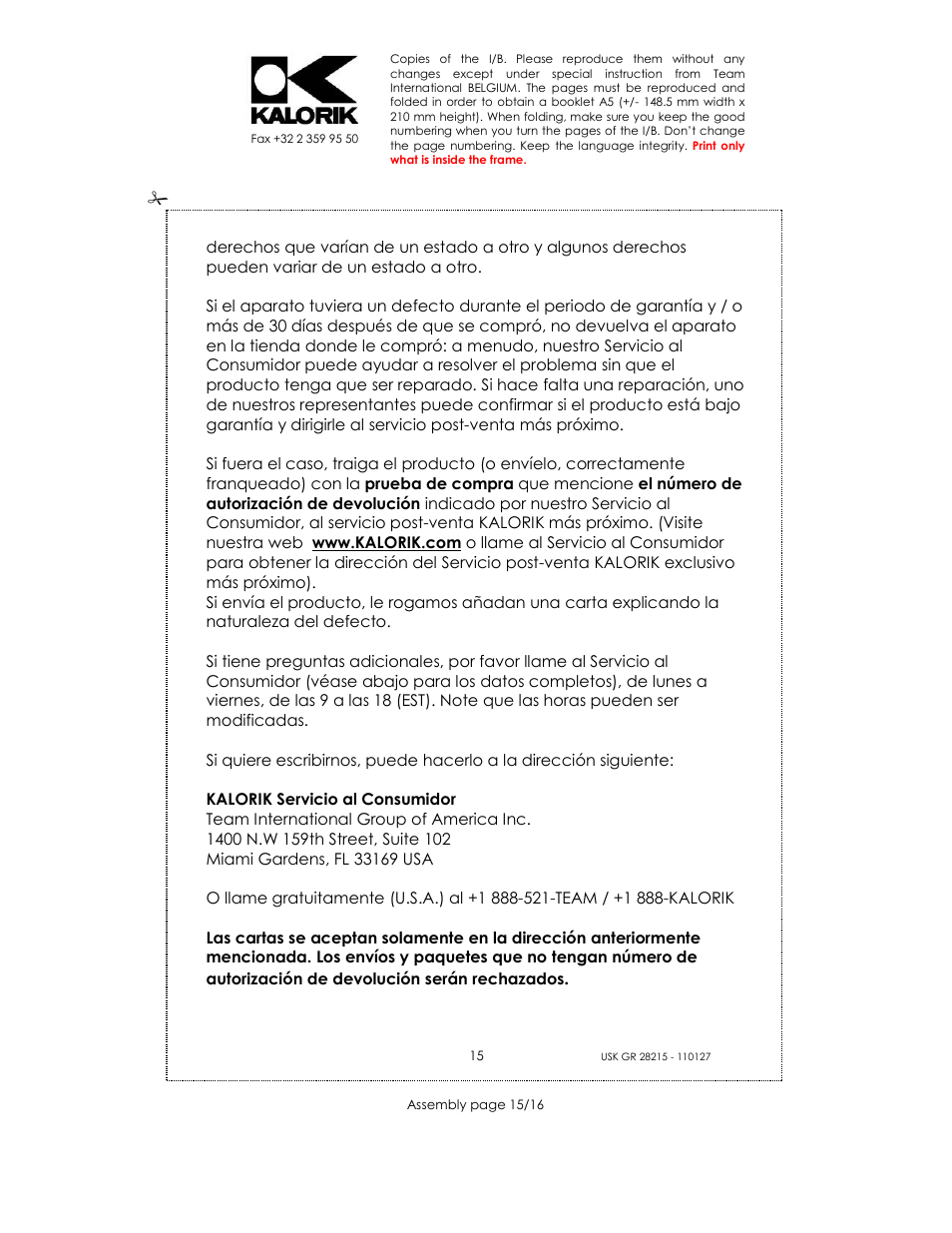 Kalorik USK GR 28215 User Manual | Page 15 / 16