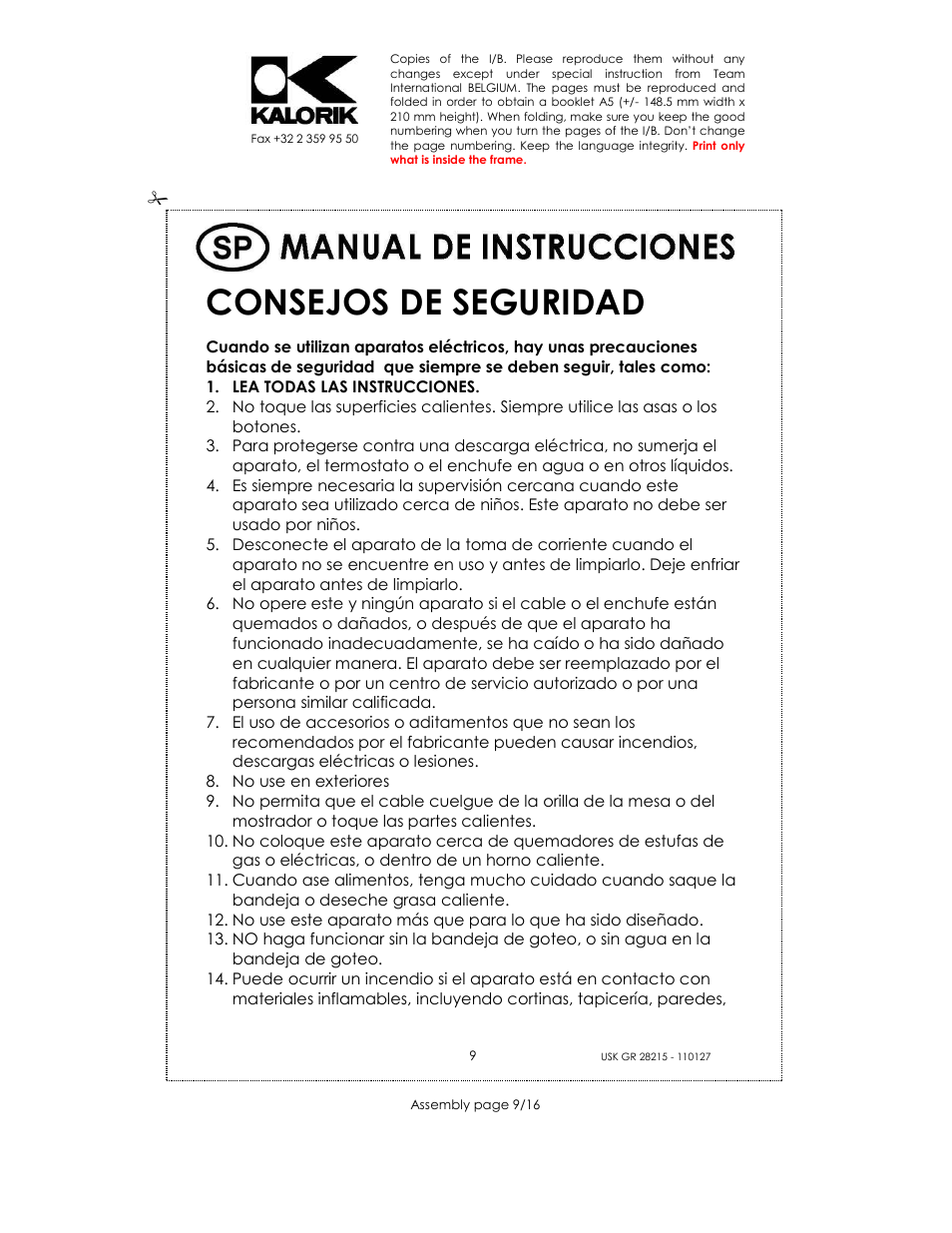 Consejos de seguridad | Kalorik USK GR 28215 User Manual | Page 9 / 16