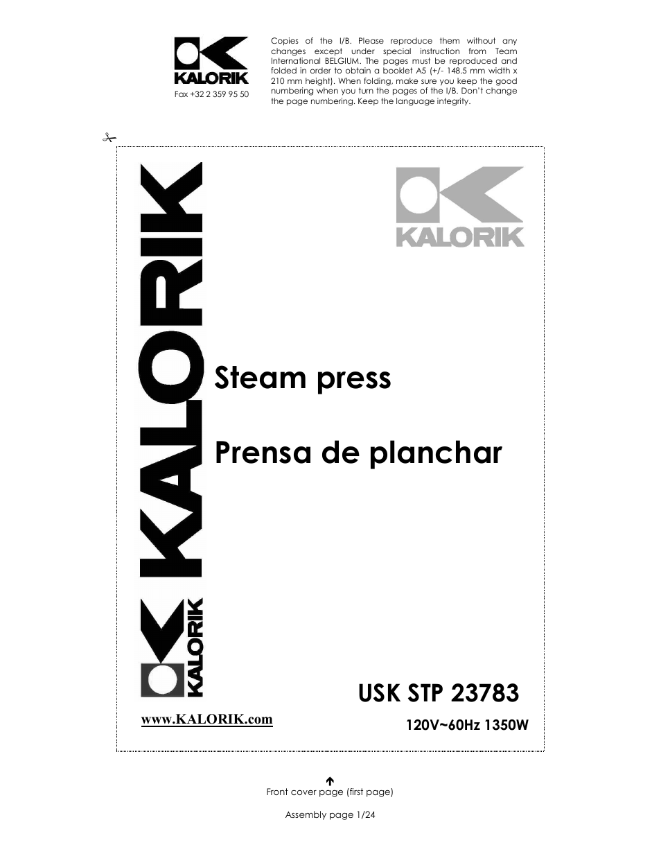 Kalorik USK STP 23783 User Manual | 24 pages