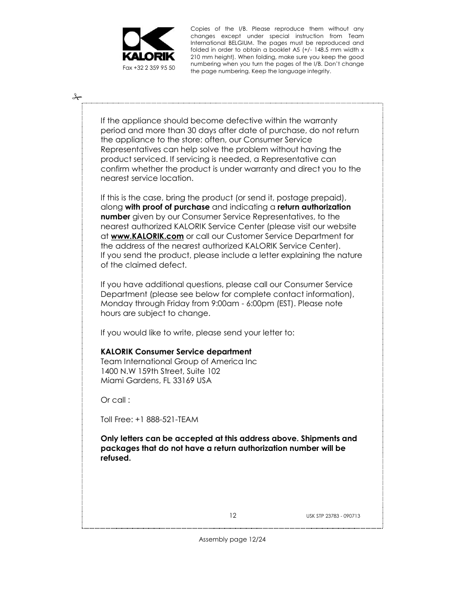 Kalorik USK STP 23783 User Manual | Page 12 / 24