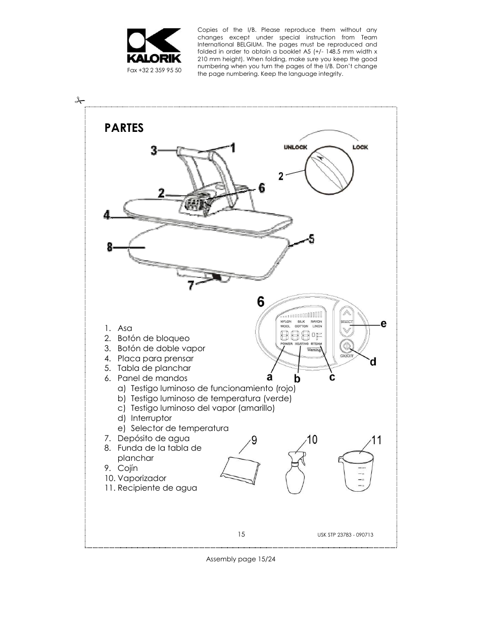 Partes | Kalorik USK STP 23783 User Manual | Page 15 / 24