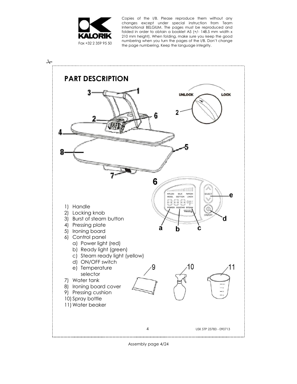 Part description | Kalorik USK STP 23783 User Manual | Page 4 / 24