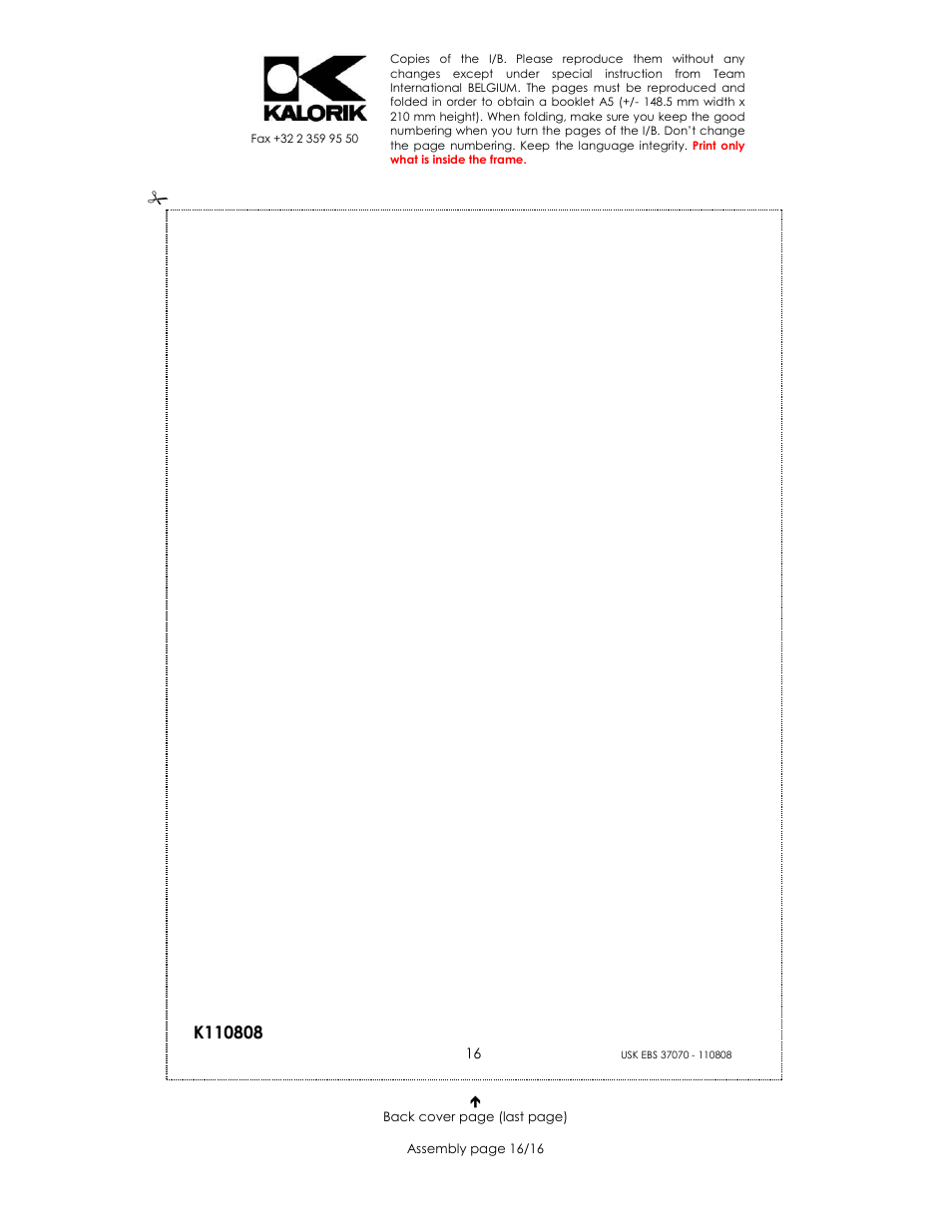 Kalorik USK EBS 37070 User Manual | Page 16 / 16
