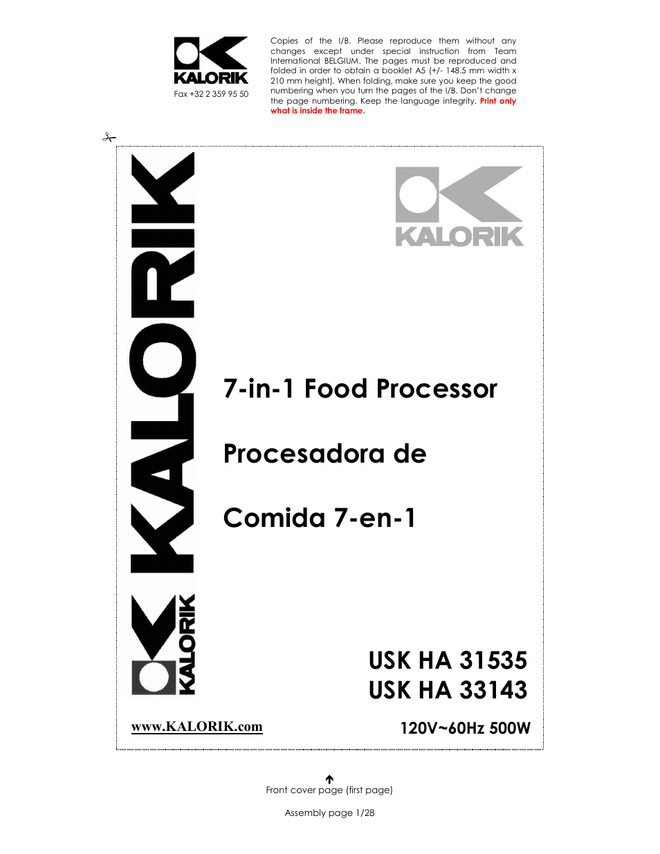 Kalorik USK HA 31535 User Manual | 28 pages