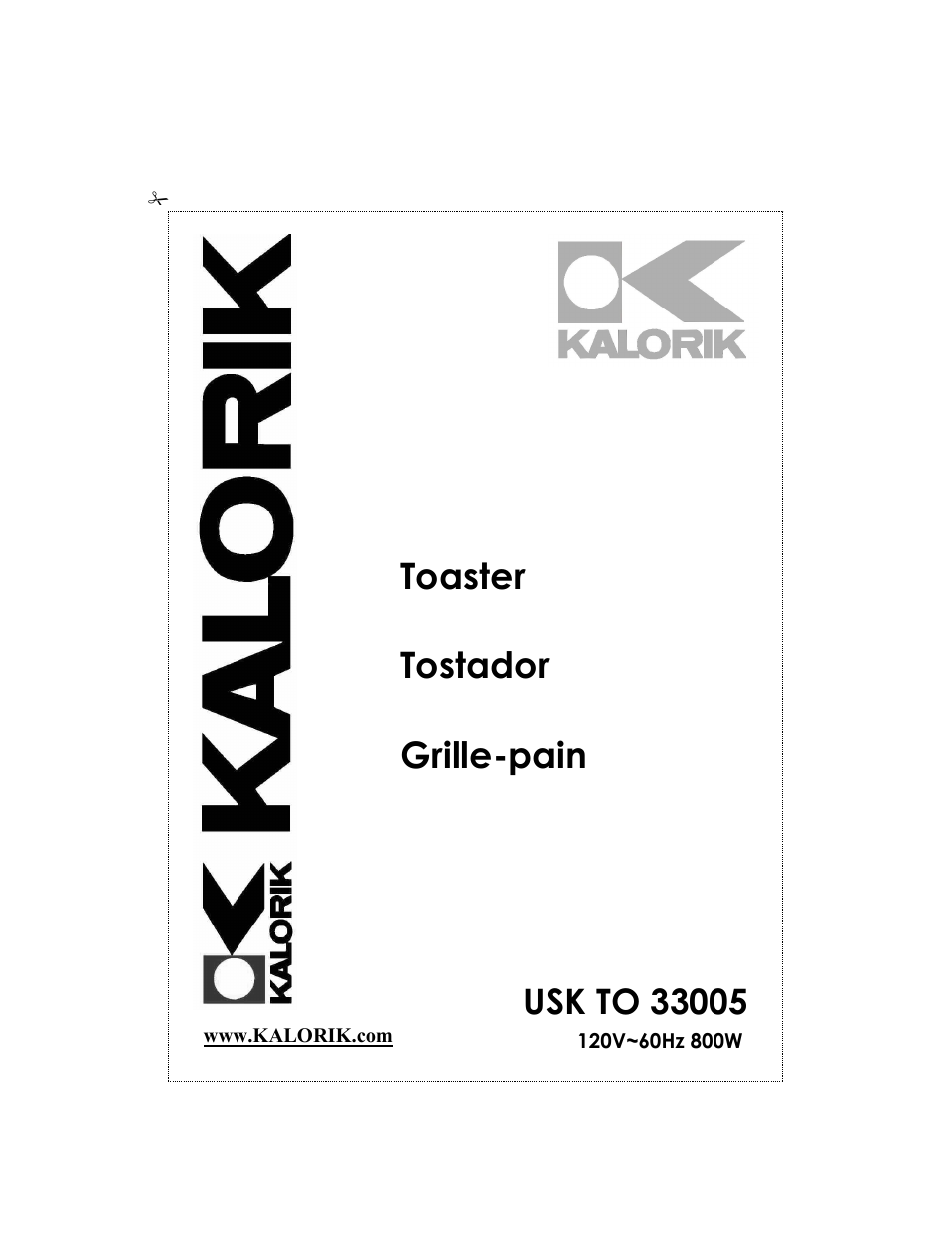 Kalorik 33005 User Manual | 24 pages