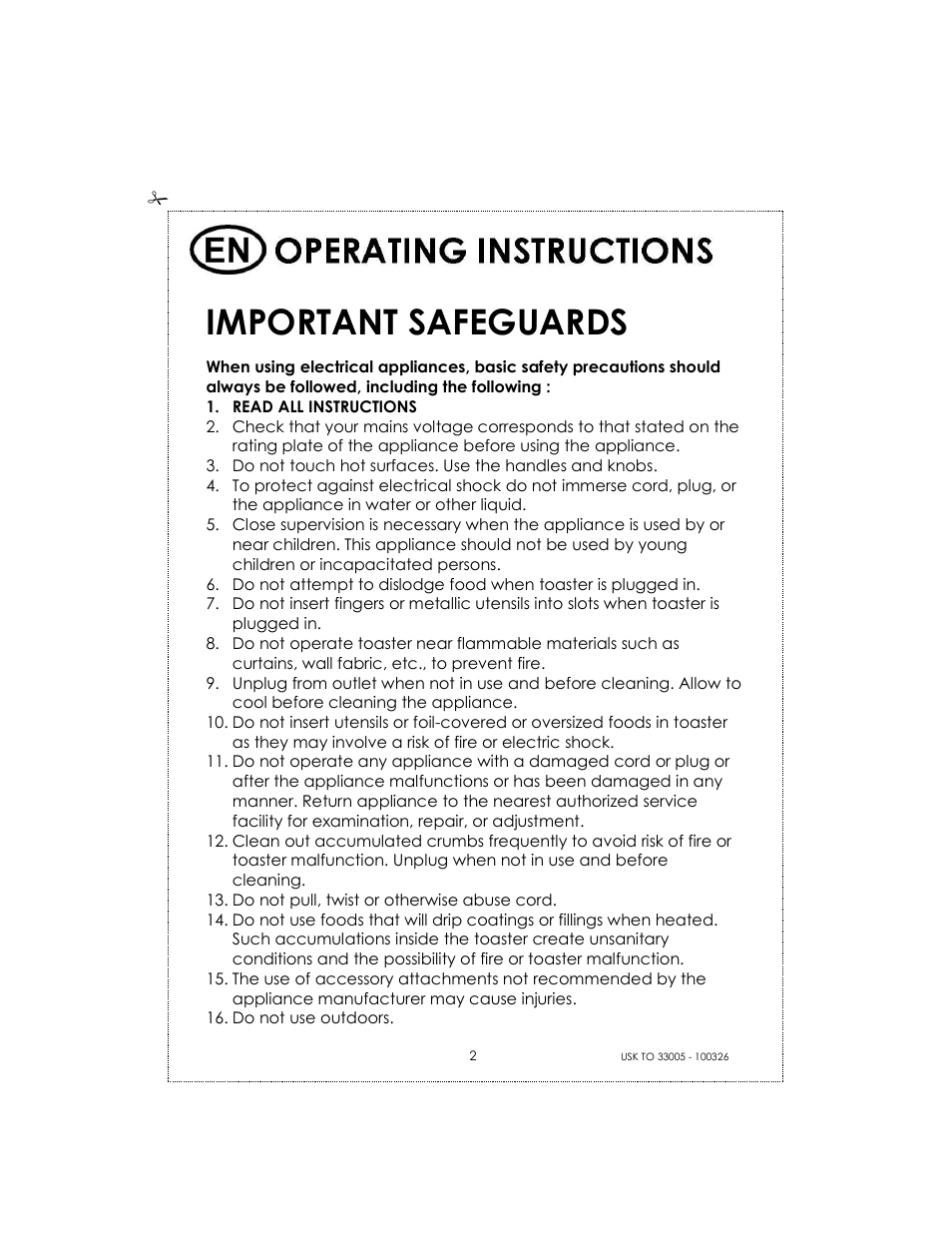 Important safeguards | Kalorik 33005 User Manual | Page 2 / 24