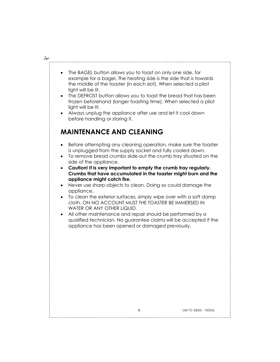 Maintenance and cleaning | Kalorik 33005 User Manual | Page 6 / 24