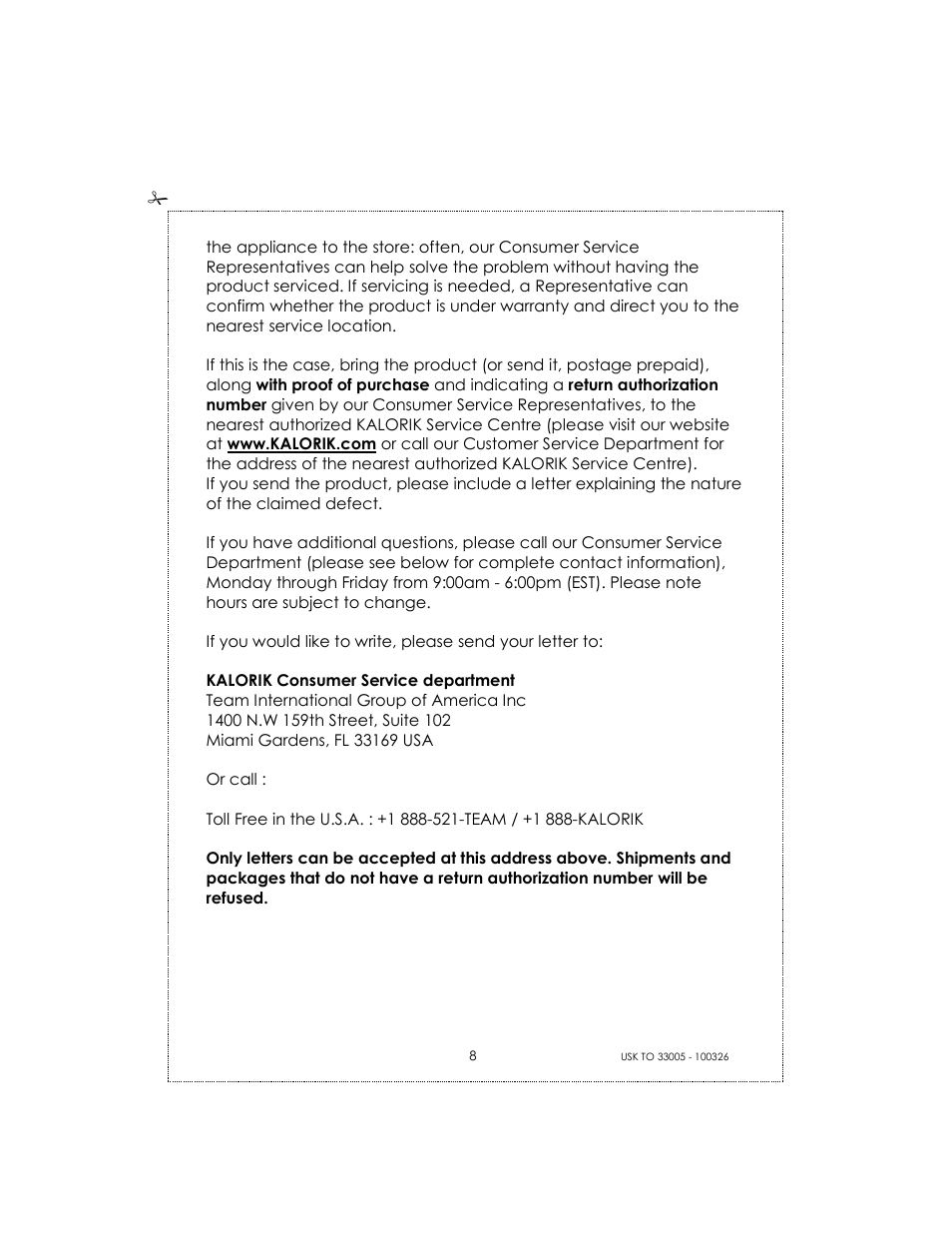 Kalorik 33005 User Manual | Page 8 / 24