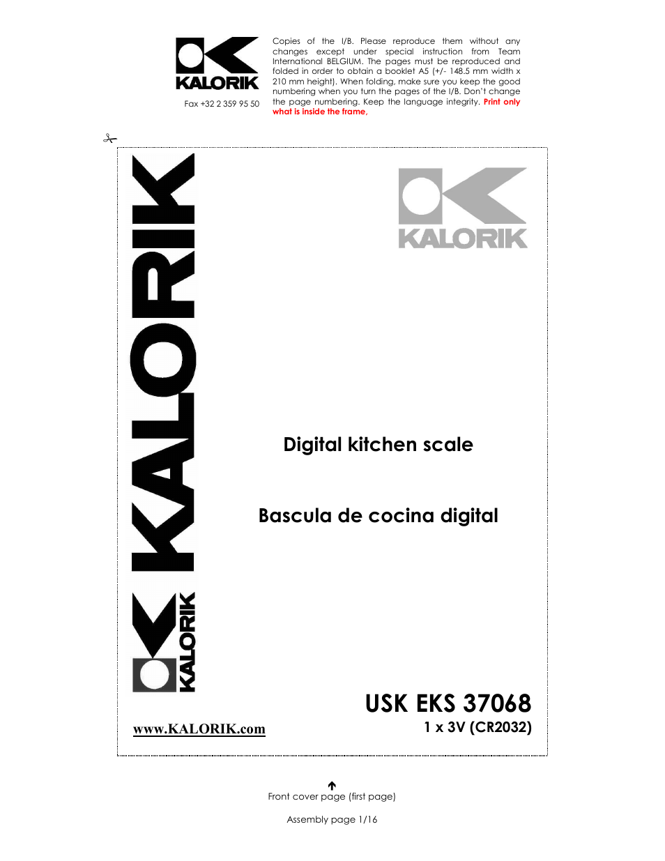 Kalorik USK EKS 37068 User Manual | 16 pages