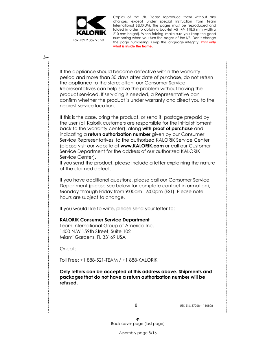 Kalorik USK EKS 37068 User Manual | Page 8 / 16