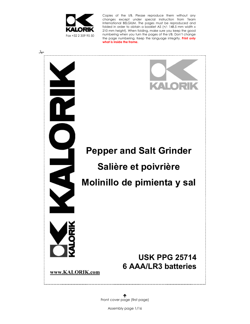 Kalorik USK PPG 25714 User Manual | 16 pages