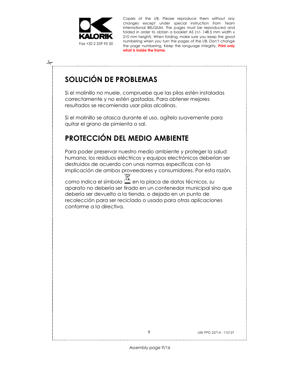Solución de problemas, Protección del medio ambiente | Kalorik USK PPG 25714 User Manual | Page 9 / 16