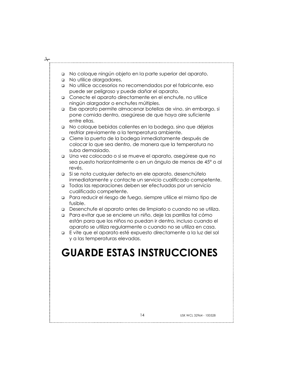 Guarde estas instrucciones | Kalorik BODEGA USK WCL 32964 User Manual | Page 14 / 24