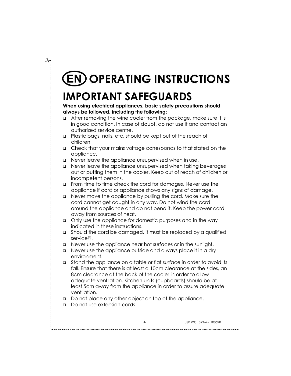 Important safeguards | Kalorik BODEGA USK WCL 32964 User Manual | Page 4 / 24