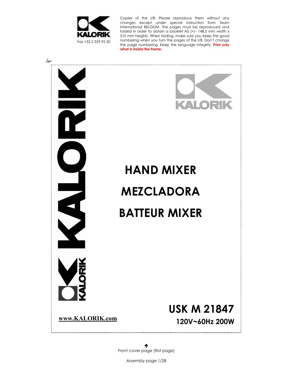 Kalorik USK M 21847 User Manual | 28 pages