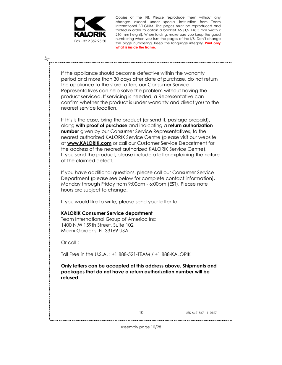 Kalorik USK M 21847 User Manual | Page 10 / 28