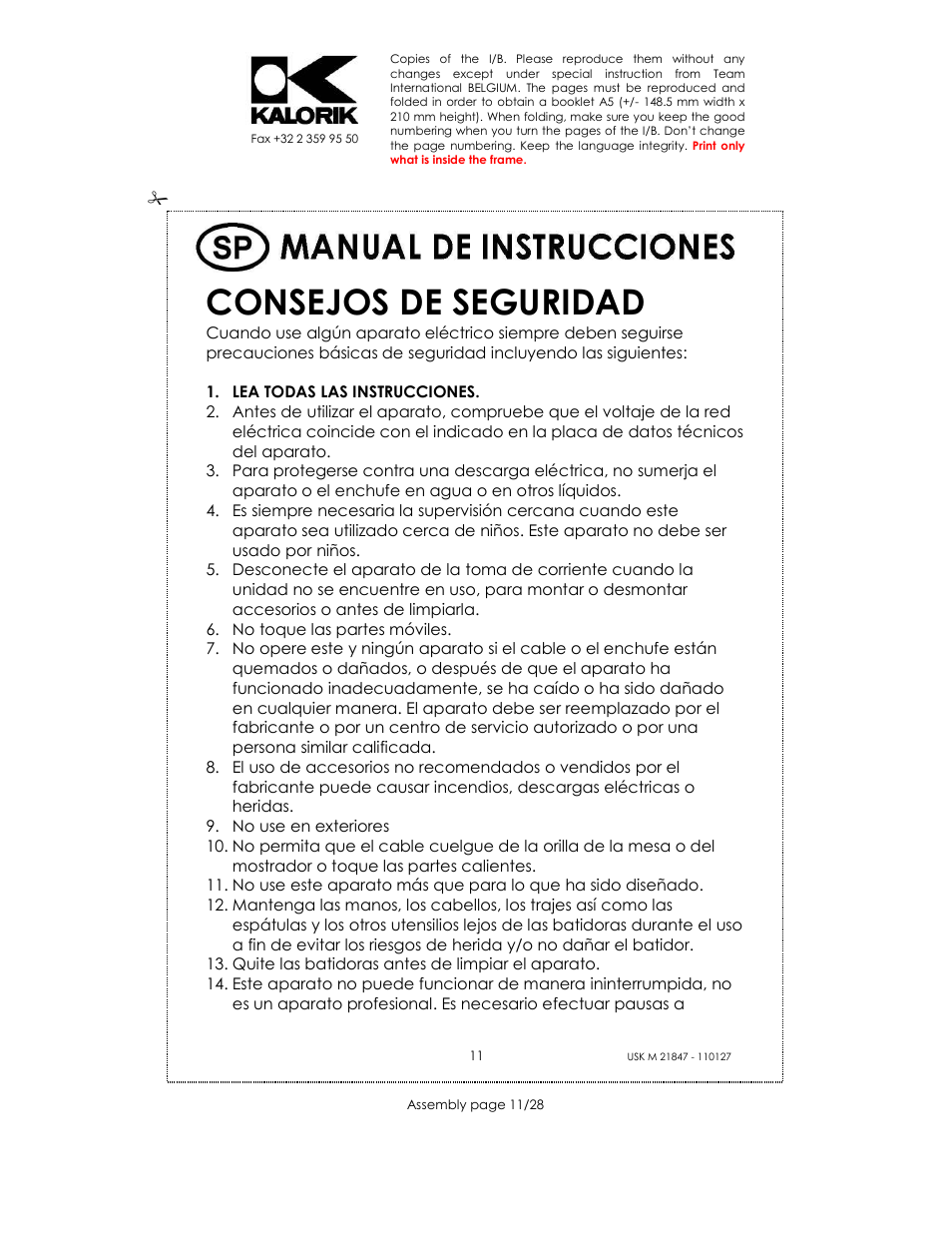 Consejos de seguridad | Kalorik USK M 21847 User Manual | Page 11 / 28