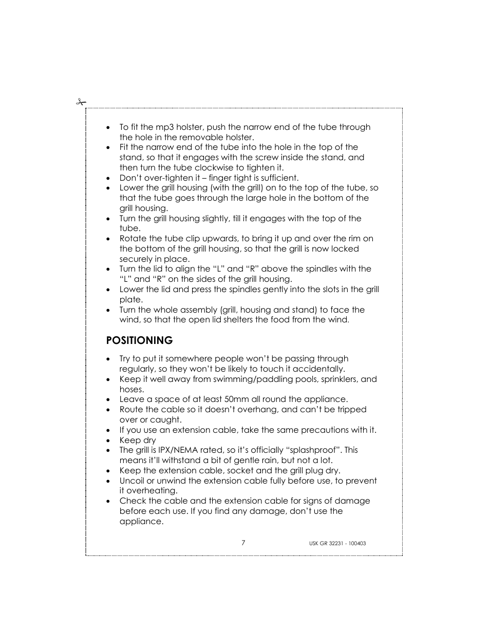 Positioning | Kalorik USK GRB 32231 S User Manual | Page 7 / 20