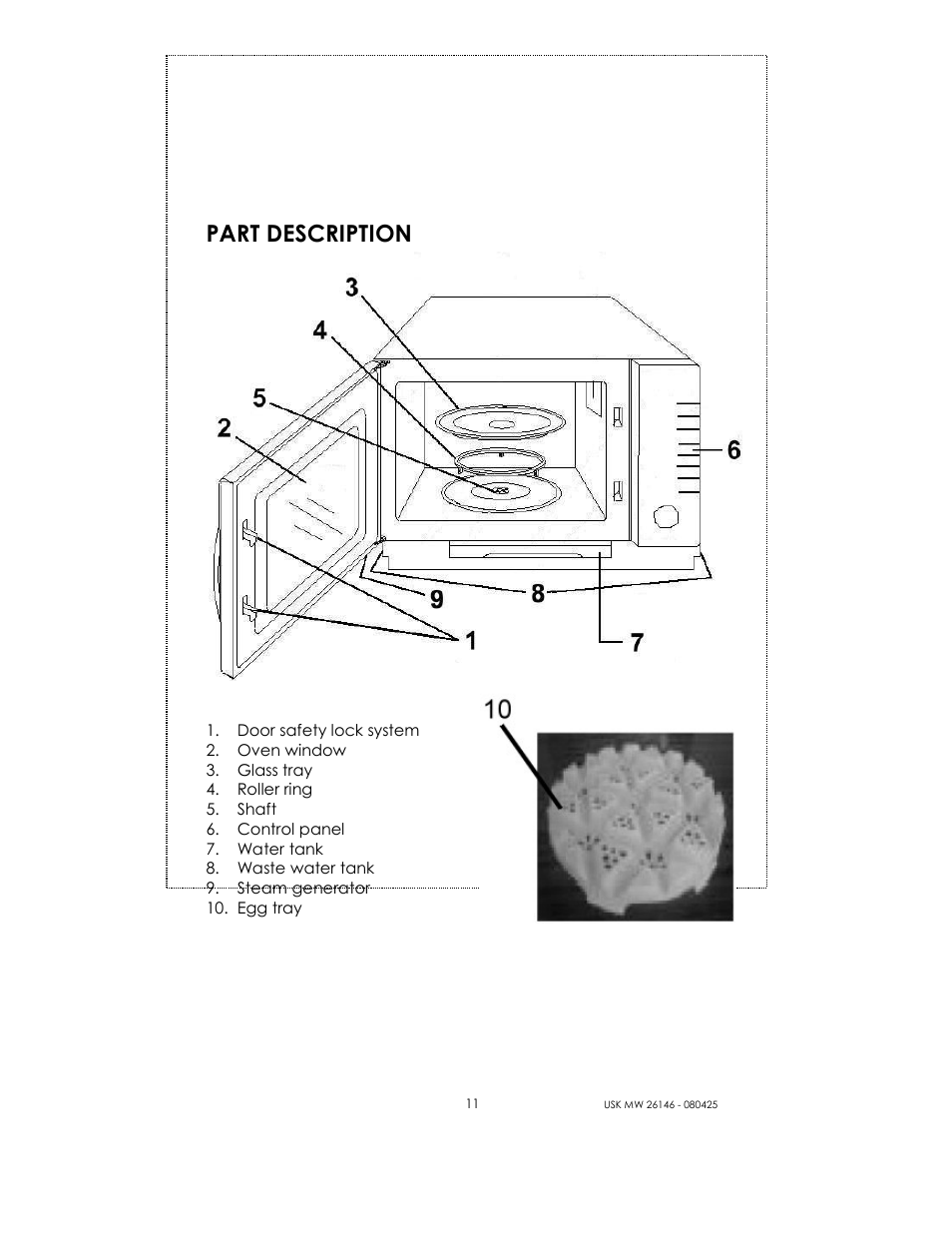 Part description | Kalorik MICROONDAS USK MW 26146 User Manual | Page 11 / 94