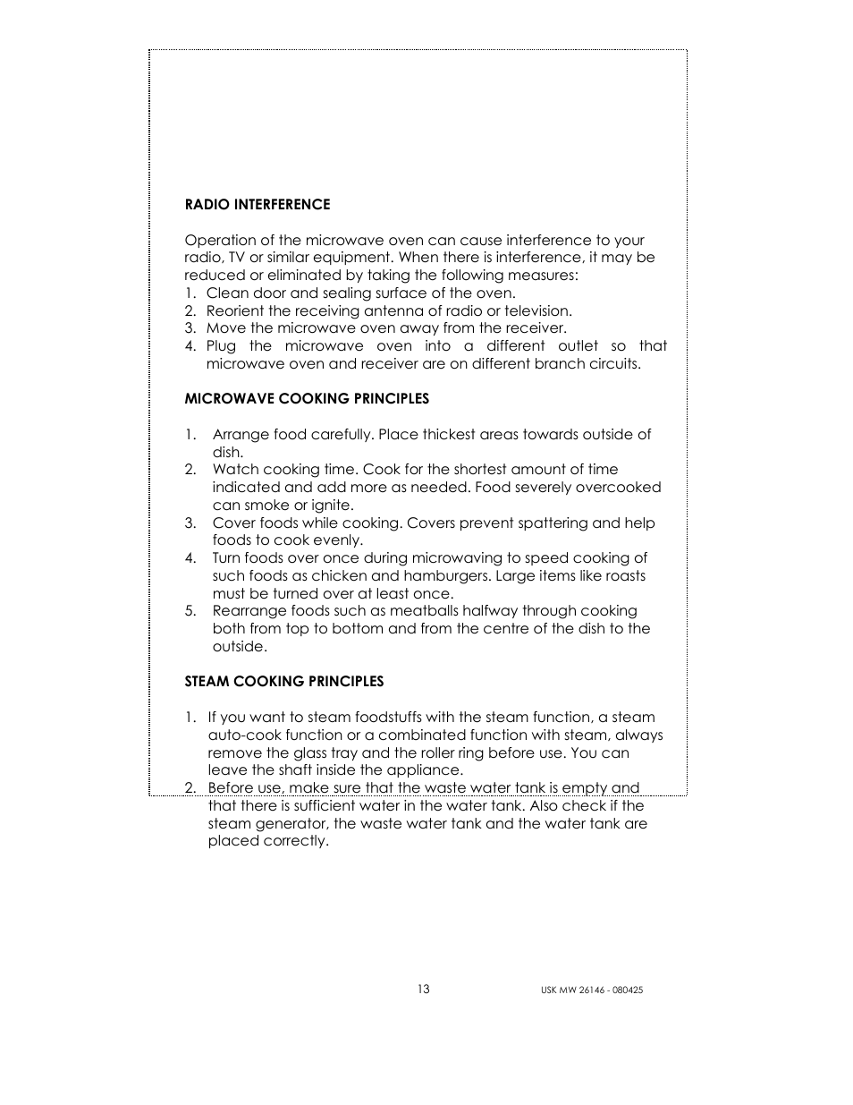 Kalorik MICROONDAS USK MW 26146 User Manual | Page 13 / 94