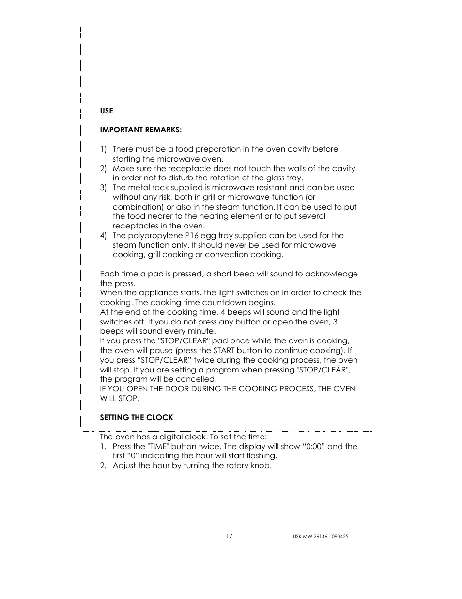 Kalorik MICROONDAS USK MW 26146 User Manual | Page 17 / 94