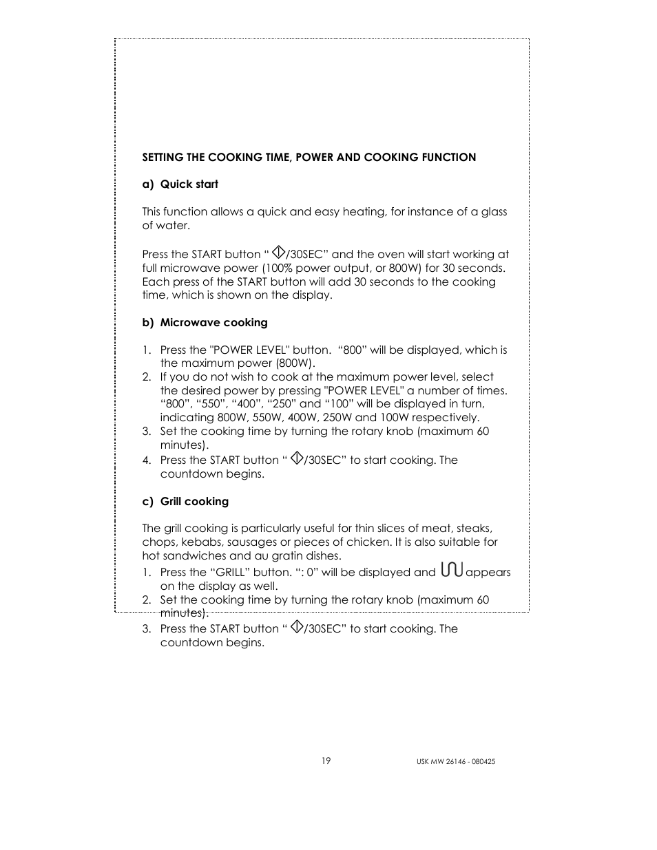 Kalorik MICROONDAS USK MW 26146 User Manual | Page 19 / 94