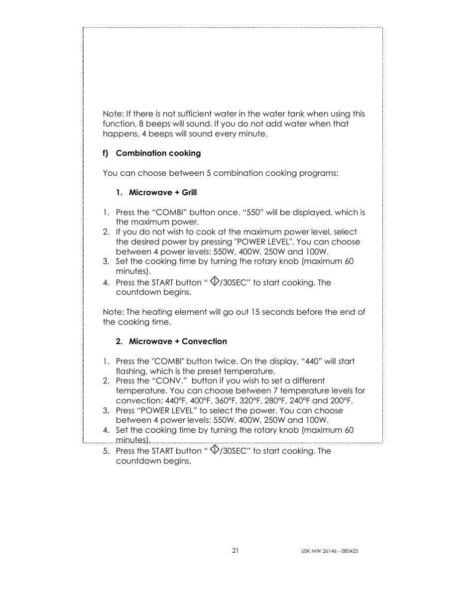 Kalorik MICROONDAS USK MW 26146 User Manual | Page 21 / 94