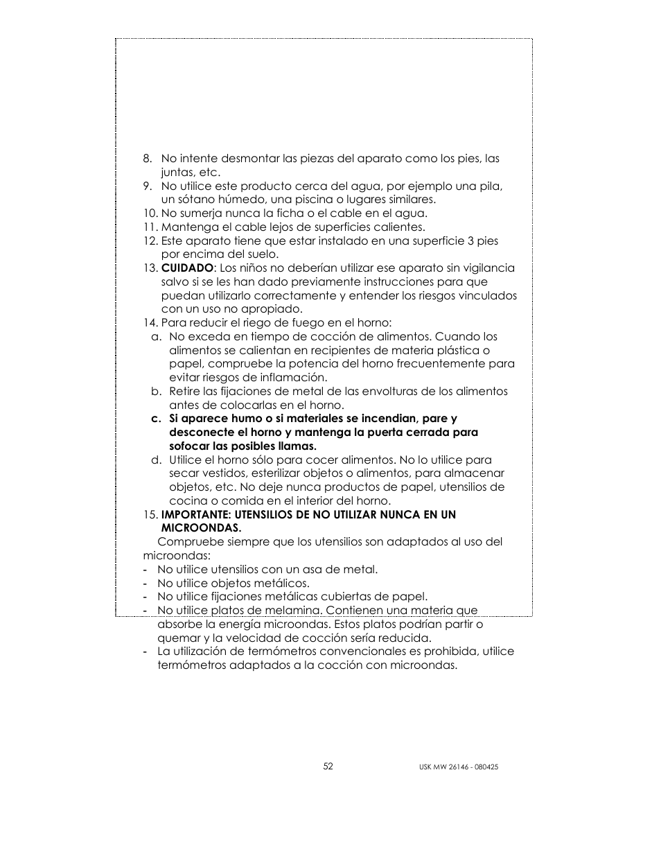 Kalorik MICROONDAS USK MW 26146 User Manual | Page 52 / 94