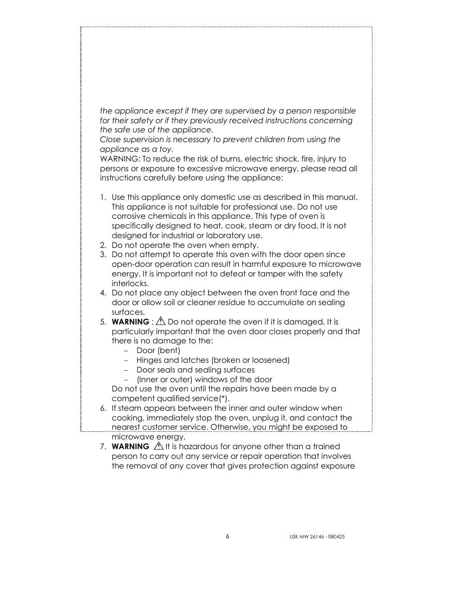 Kalorik MICROONDAS USK MW 26146 User Manual | Page 6 / 94