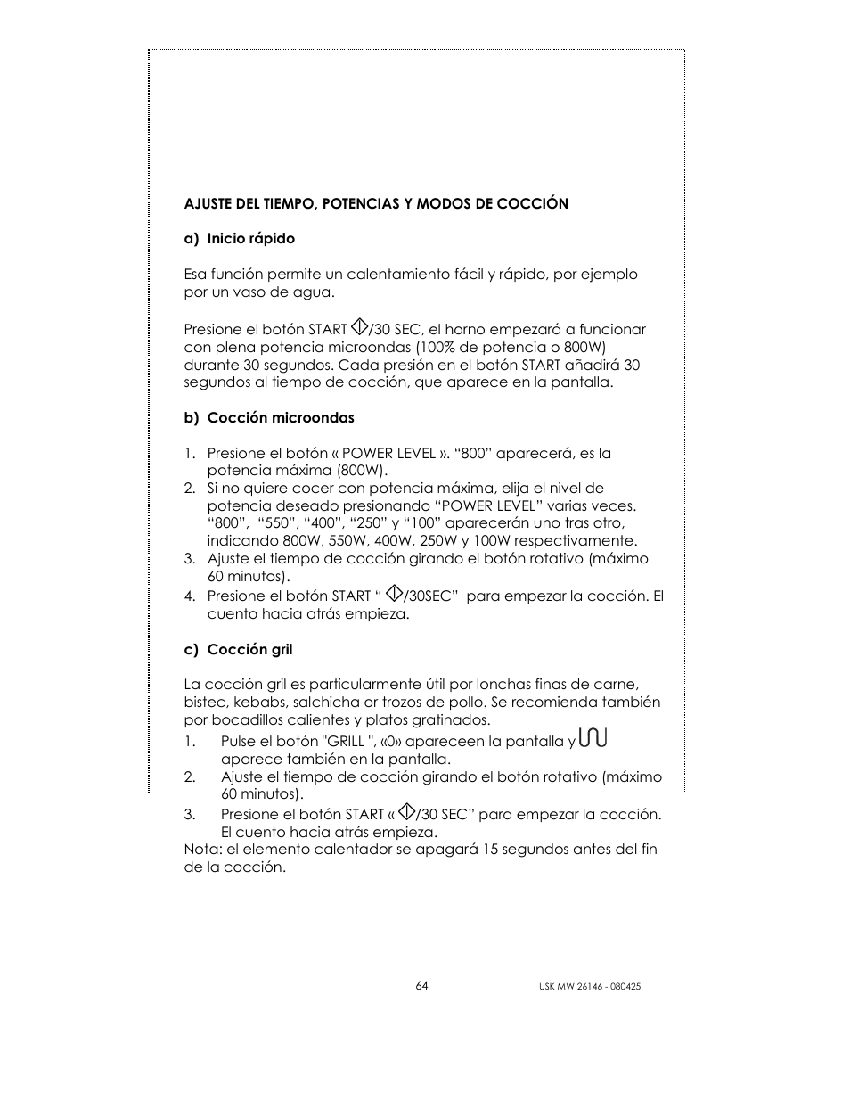Kalorik MICROONDAS USK MW 26146 User Manual | Page 64 / 94