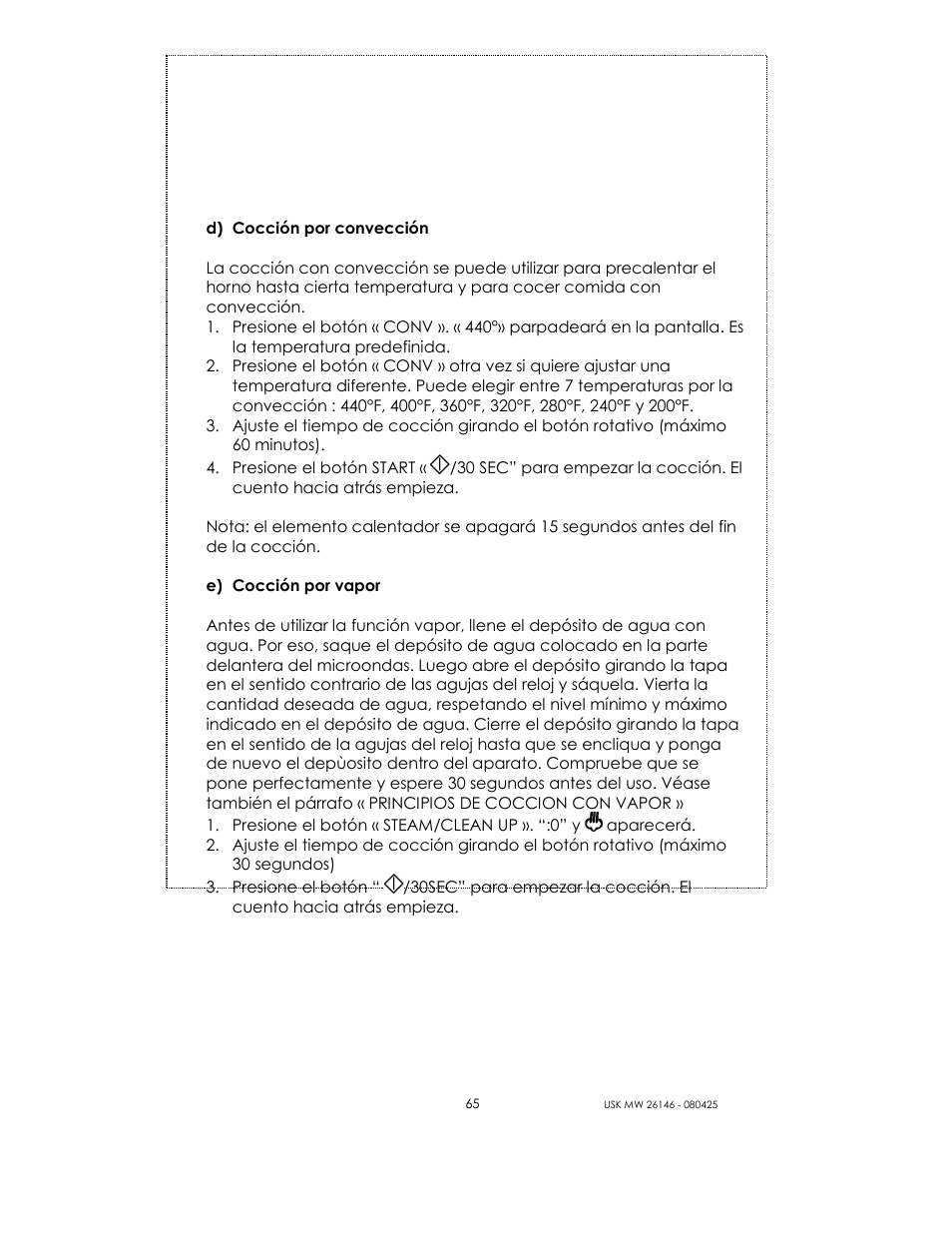 Kalorik MICROONDAS USK MW 26146 User Manual | Page 65 / 94