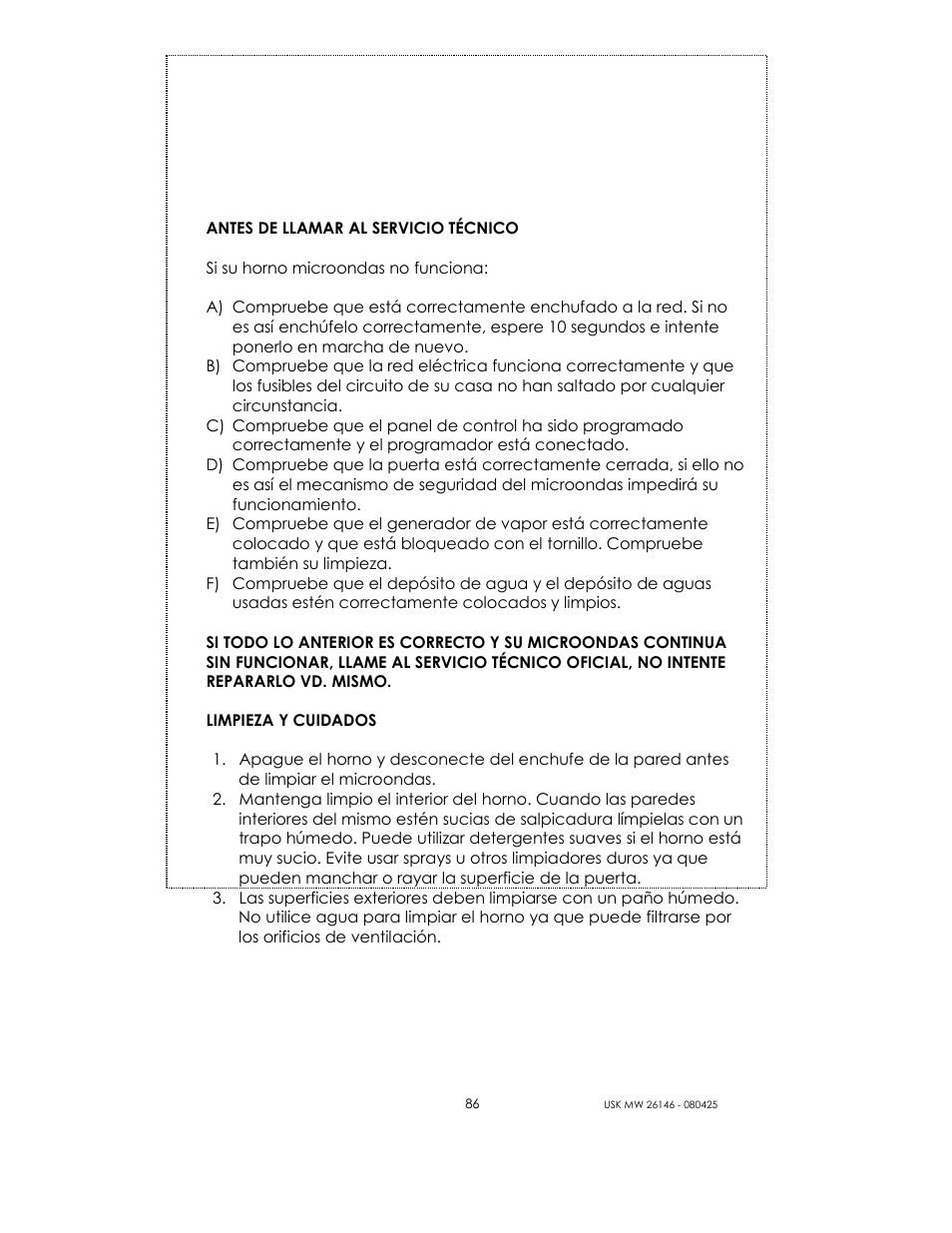 Kalorik MICROONDAS USK MW 26146 User Manual | Page 86 / 94