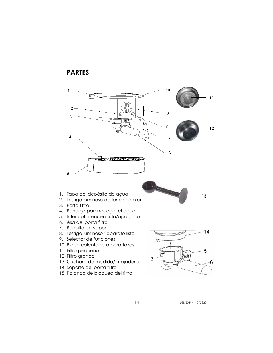 Partes | Kalorik USK EXP 4 User Manual | Page 14 / 24