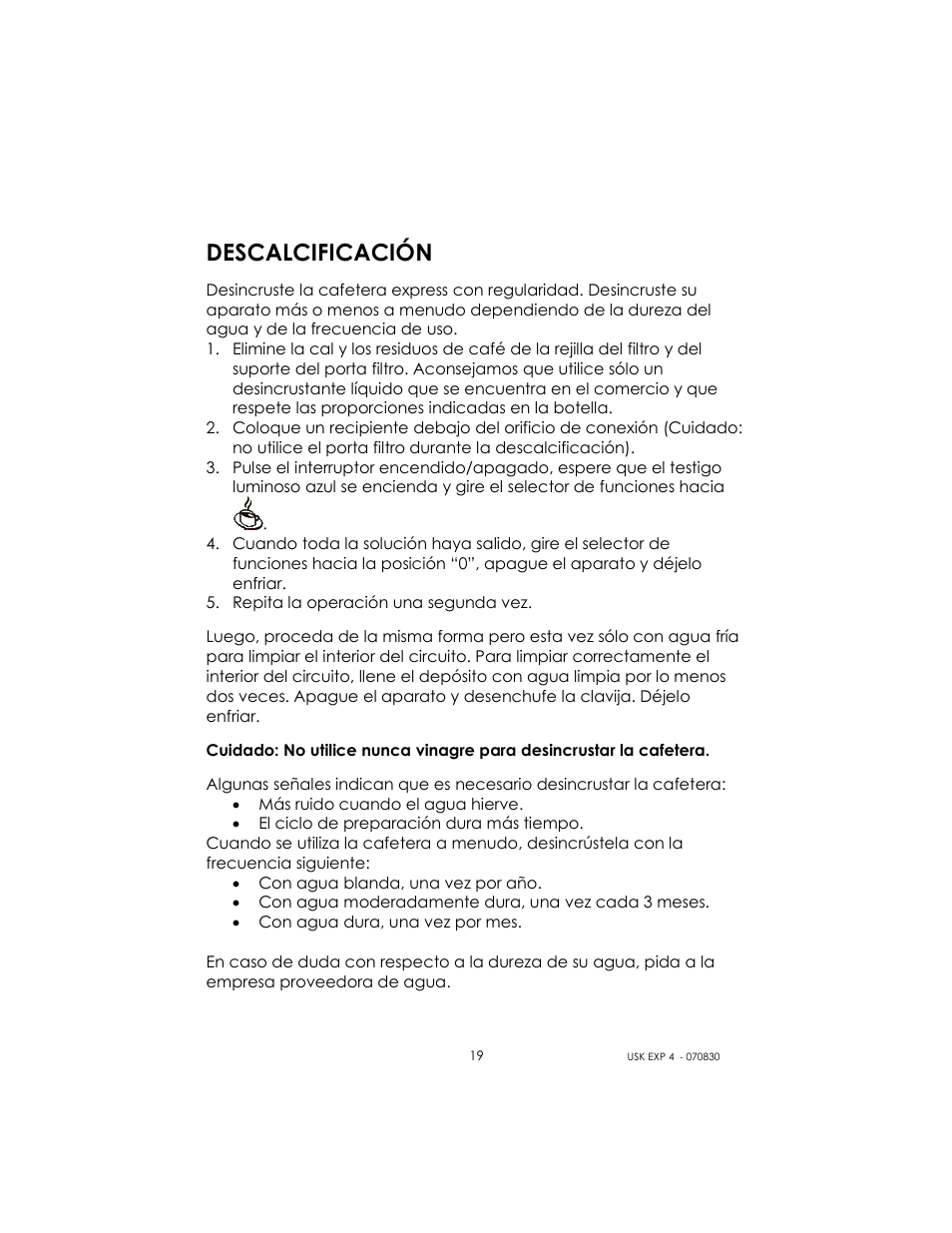 Descalcificación | Kalorik USK EXP 4 User Manual | Page 19 / 24