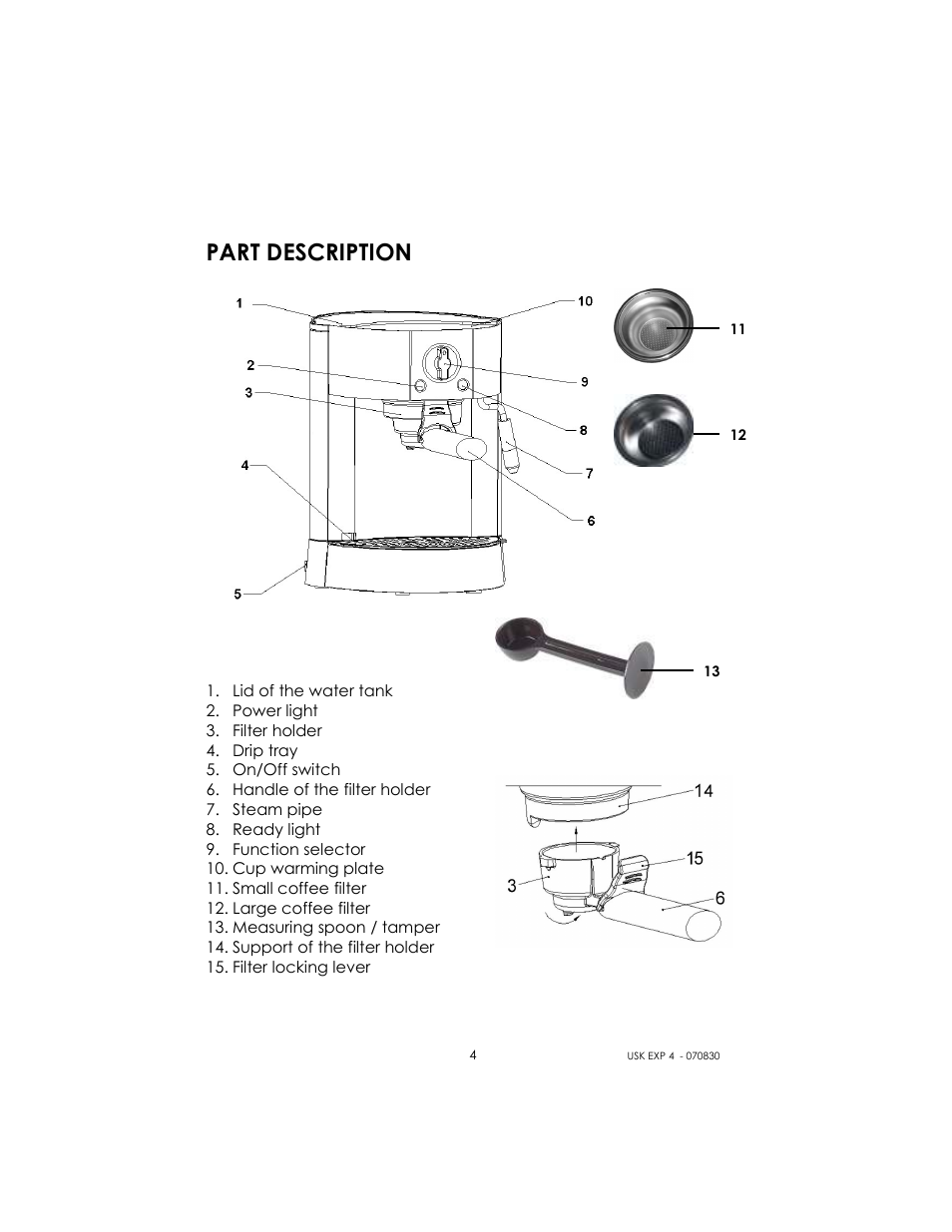 Part description | Kalorik USK EXP 4 User Manual | Page 4 / 24