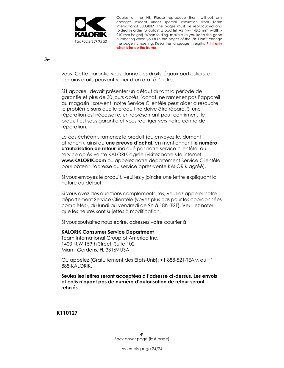 Kalorik USK BL 33029 User Manual | Page 24 / 24