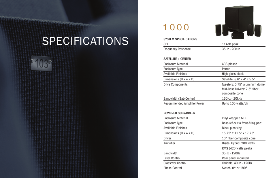 Specifications | Klipsch HD 500 User Manual | Page 10 / 12